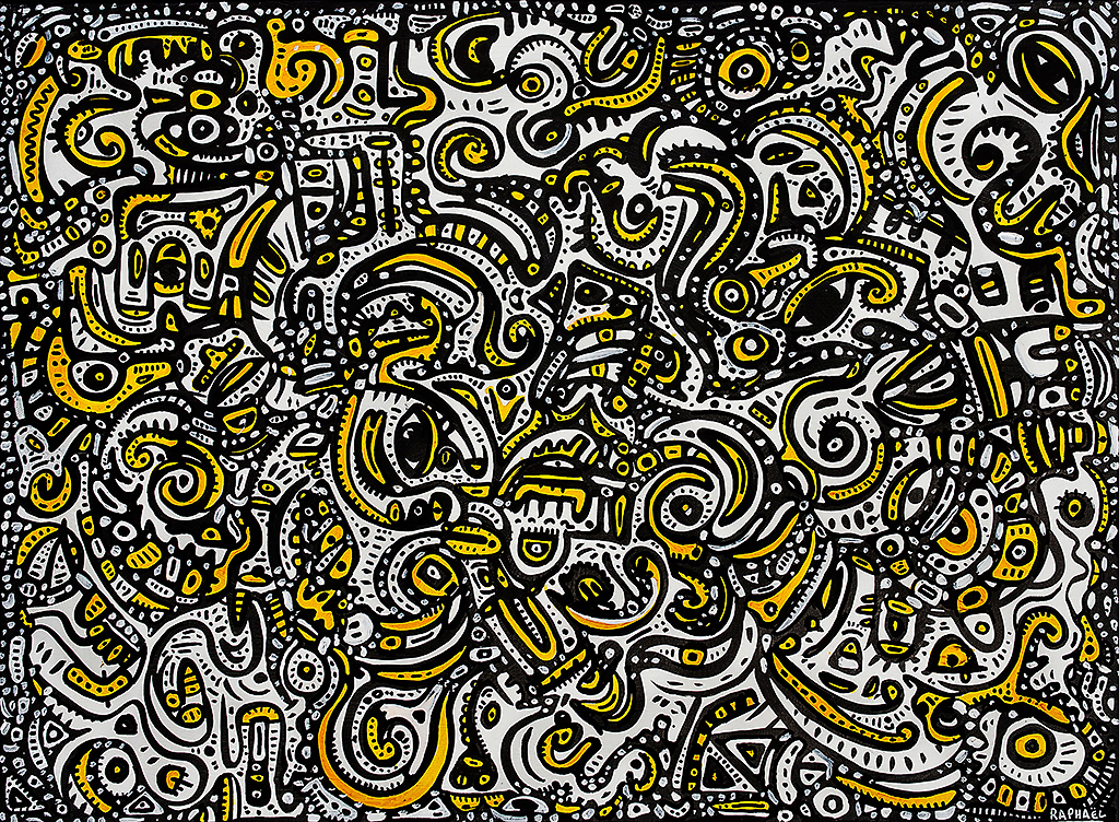 Outside, painting artwork by Space Raphaël