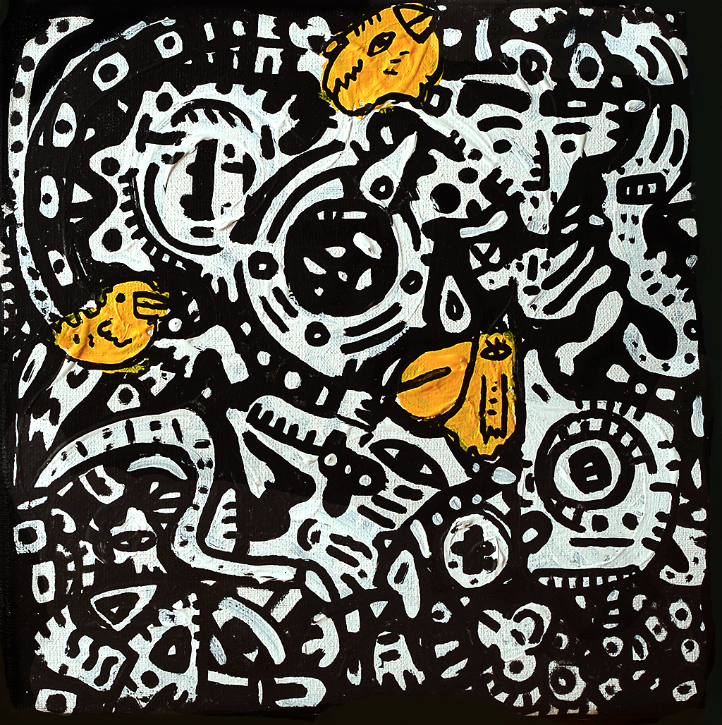 Runend the 3 Birds, painting artwork by Space Raphaël
