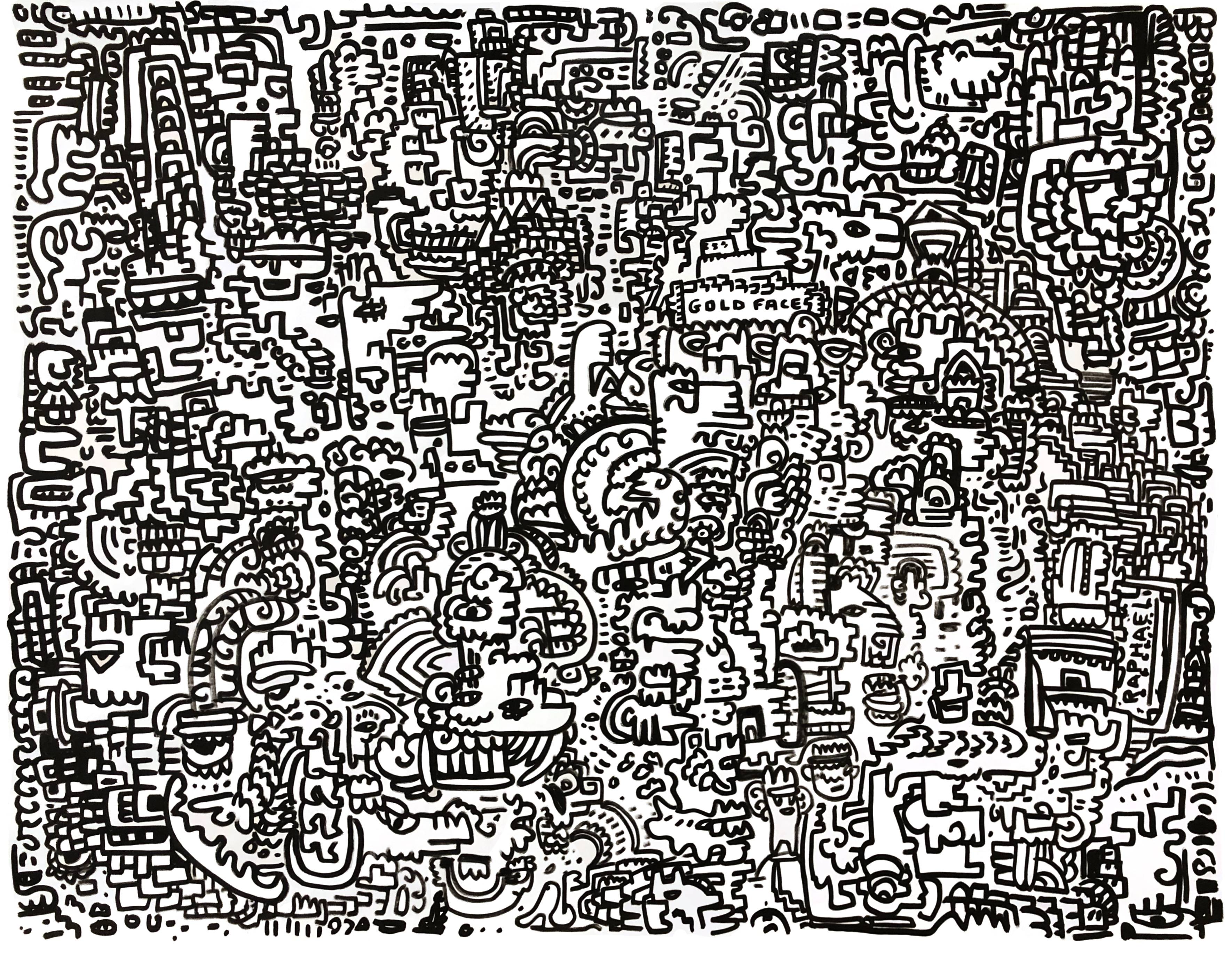 Two Moon, drawing artwork by Space Raphaël